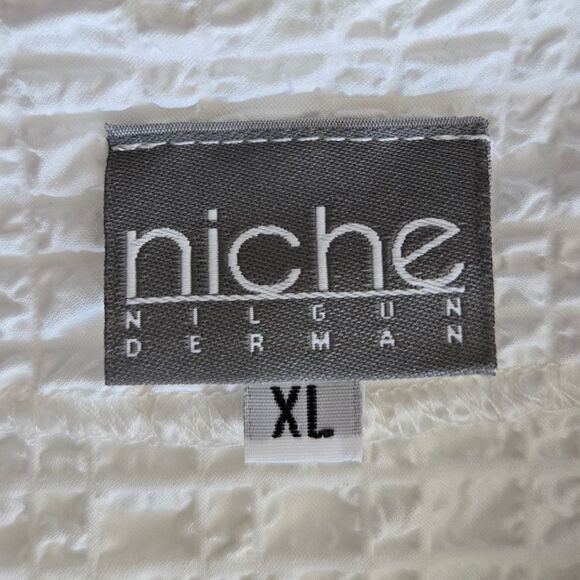 Pucker Textured Button Front Blazer XL White Lagenlook Niche Nilgun Derman - Picture 6 of 7